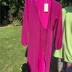 Vibrant Pink Sequin Wrap Dress